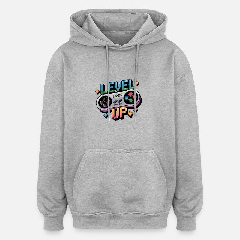Level Up – Gaming Controller - Oversized Unisex Hoodie - heather grey