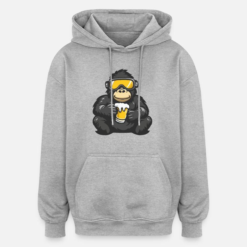 Bière après-ski Gorilla - Sweat à capuche oversize unisexe - gris chiné