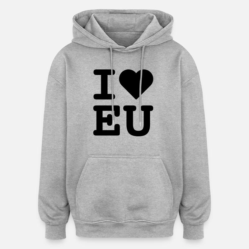 J’aime l’UE - Sweat à capuche oversize unisexe - gris chiné
