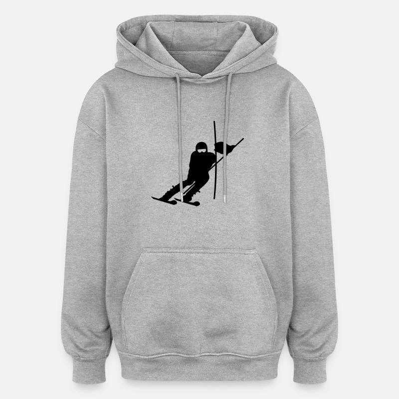 ski de slalom (1c) - Sweat à capuche oversize unisexe - gris chiné