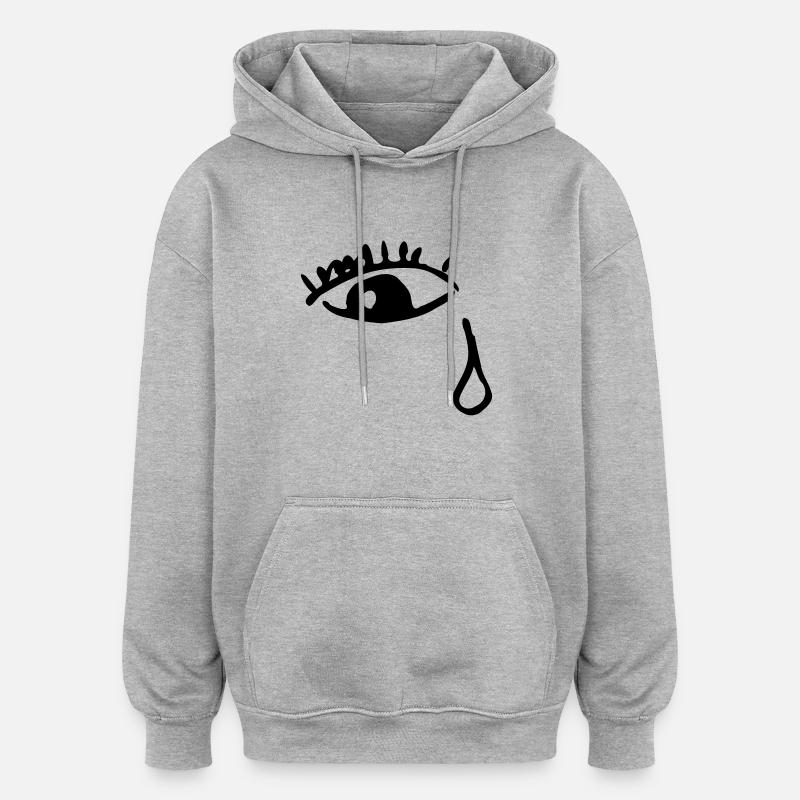 Pleurer oeil - Sweat à capuche oversize unisexe - gris chiné