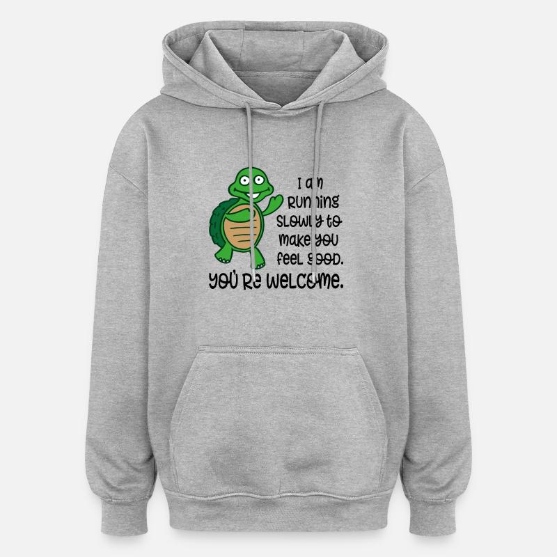 course - Sweat à capuche oversize unisexe - gris chiné