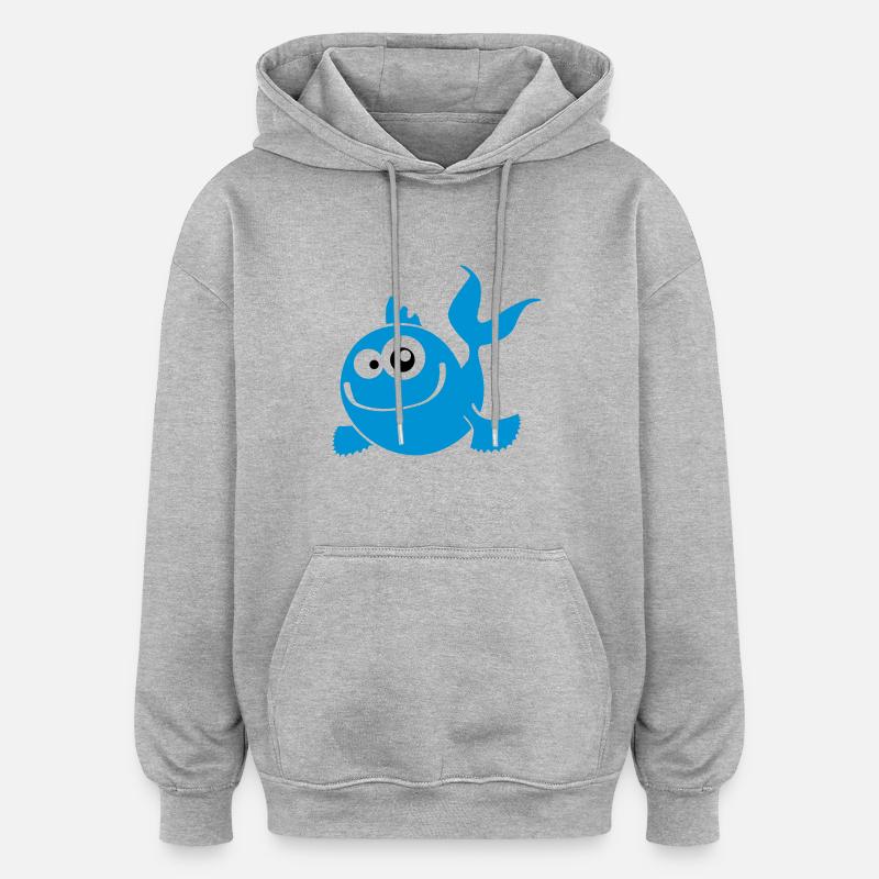 fish boy - Oversized Unisex Hoodie - Grau meliert