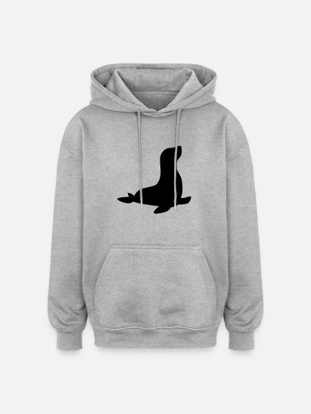 Seehund Robbe - Oversized Unisex Hoodie - Grau meliert