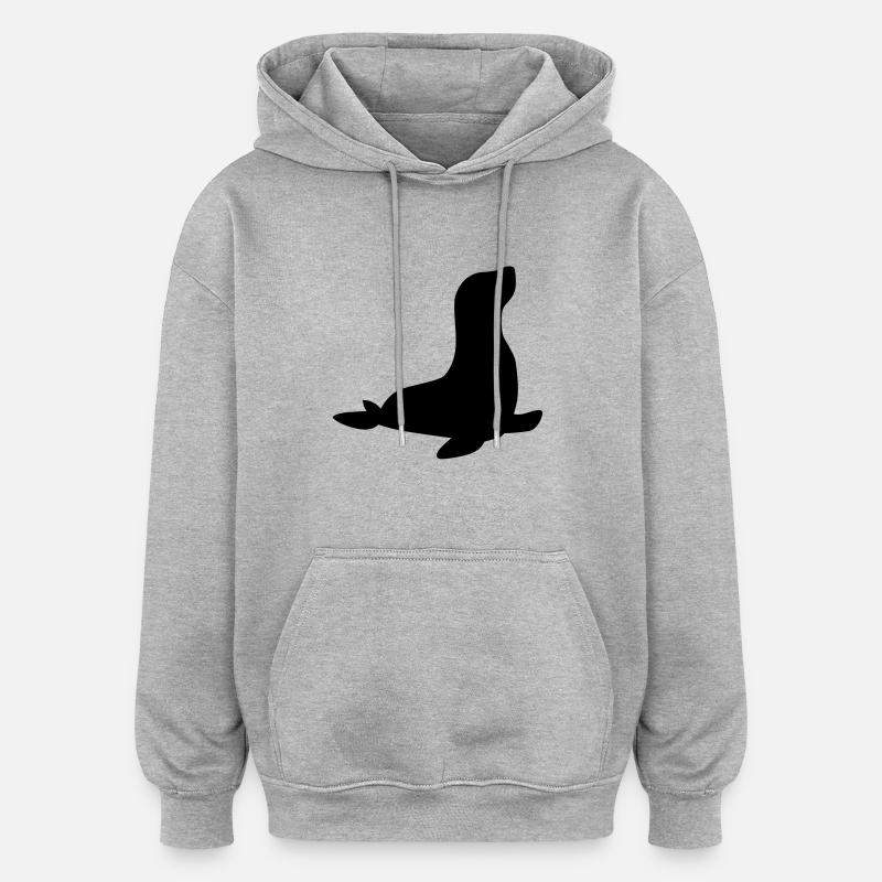 Lion de mer Phoque - Sweat à capuche oversize unisexe - gris chiné