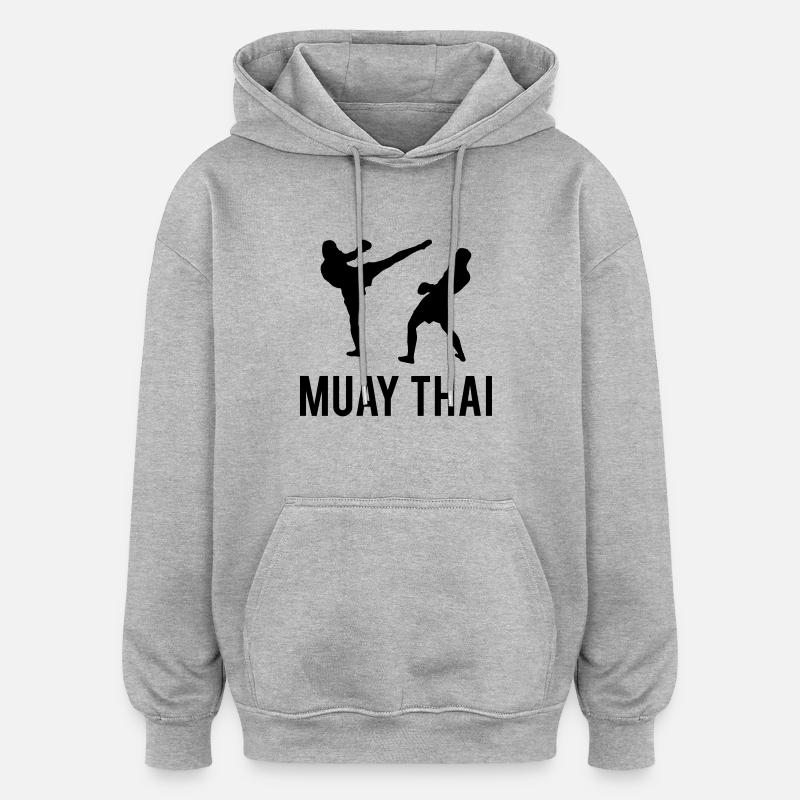 Muay Thai - Sweat à capuche oversize unisexe - gris chiné