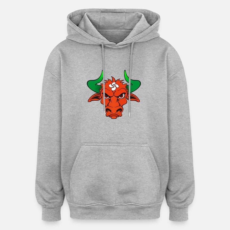 taureau basque - Sweat à capuche oversize unisexe - gris chiné