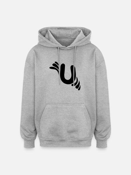 Letter U & Pattern - Oversized Unisex Hoodie - heather grey