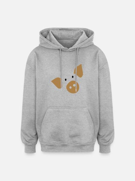piggy_face_farm animal - Oversized Unisex Hoodie - heather grey
