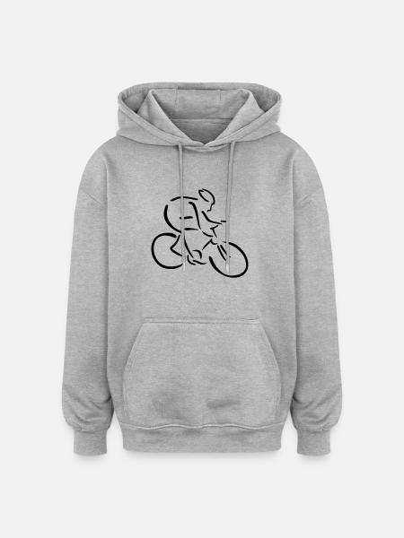 Bicyclette - Sweat à capuche oversize unisexe - gris chiné