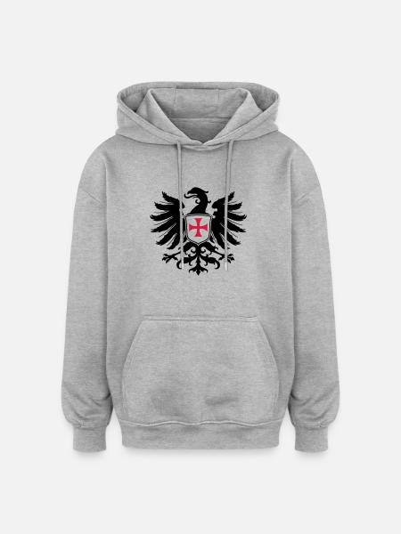 Adler Templer Kreuz - Oversized Unisex Hoodie - heather grey