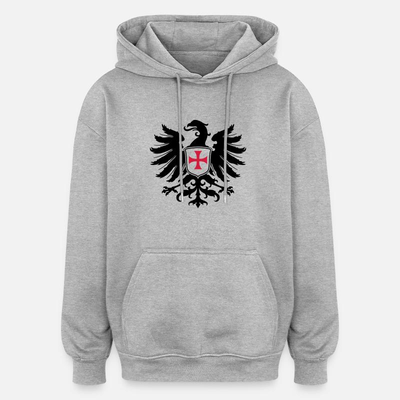 Adler Templer Kreuz - Sweat à capuche oversize unisexe - gris chiné