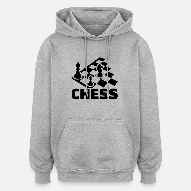 Chess - Bluza z kapturem oversize typu unisex - szary melanż
