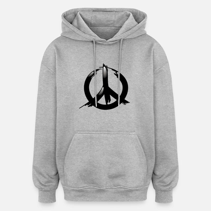 Smiley Peace - Sweat à capuche oversize unisexe - gris chiné