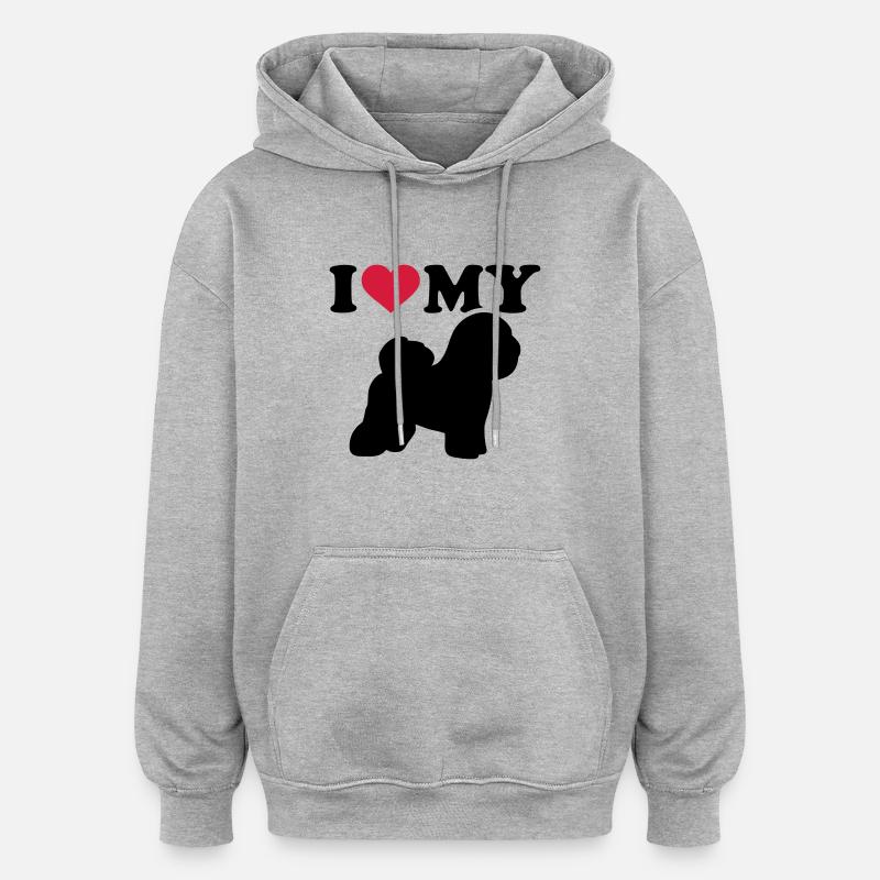 Bichon Frise - Sweat à capuche oversize unisexe - gris chiné