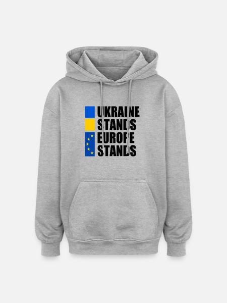 ukraine stands europe stands - Oversized Unisex Hoodie - heather grey