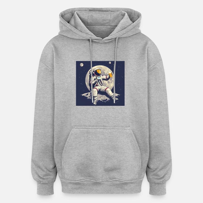 ASTRONAUT BEACH BIER - Oversized Unisex Hoodie - Grau meliert