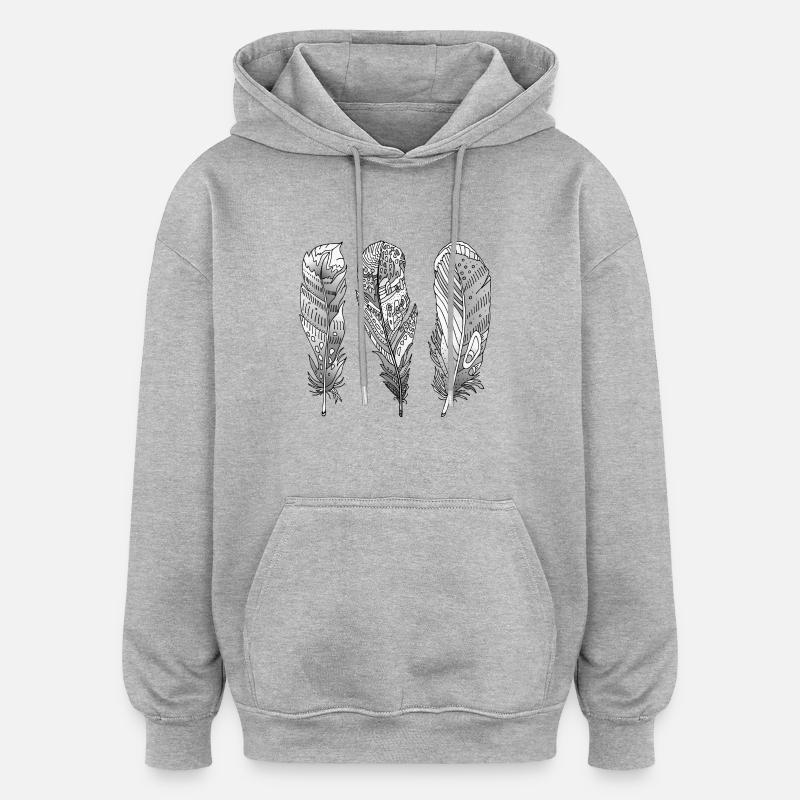 Feder - Oversized Unisex Hoodie - Grau meliert