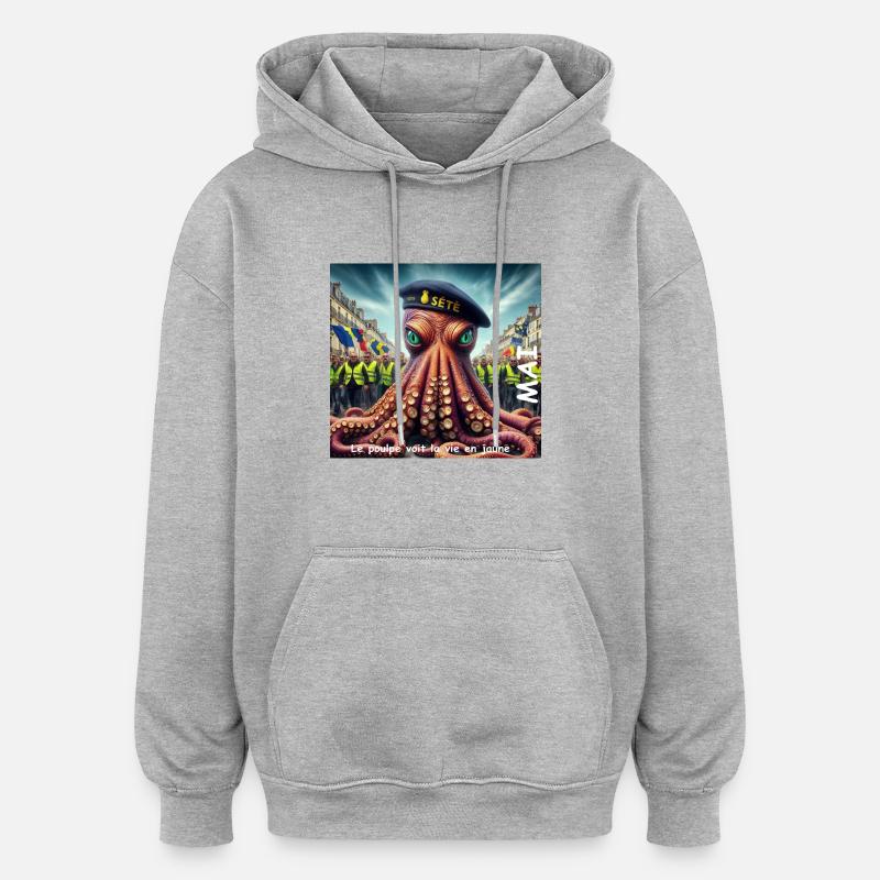 5mai 1733138974223 - Sweat à capuche oversize unisexe - gris chiné