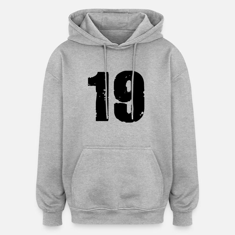 19 - Sweat à capuche oversize unisexe - gris chiné