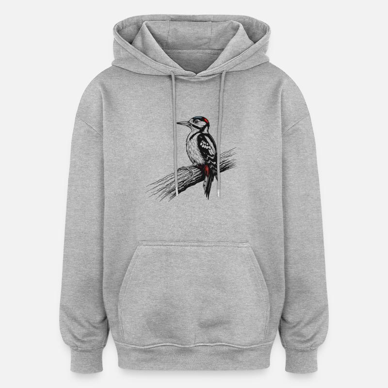 Pic épeiche - Sweat à capuche oversize unisexe - gris chiné