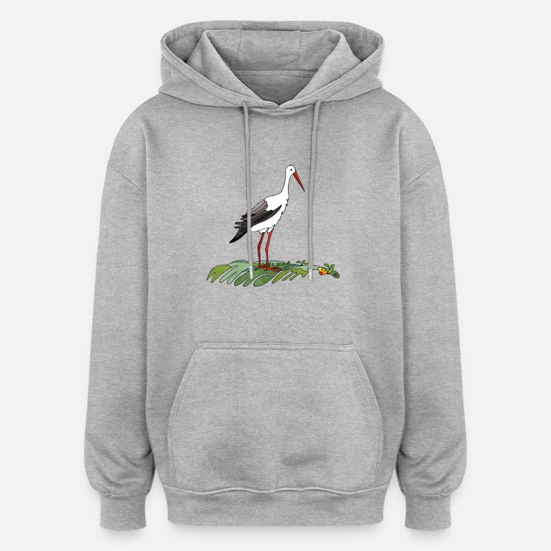Oiseaux - Sweat à capuche oversize unisexe - gris chiné