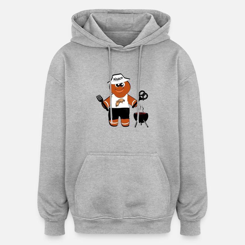 Mannele BBQ - Sweat à capuche oversize unisexe - gris chiné