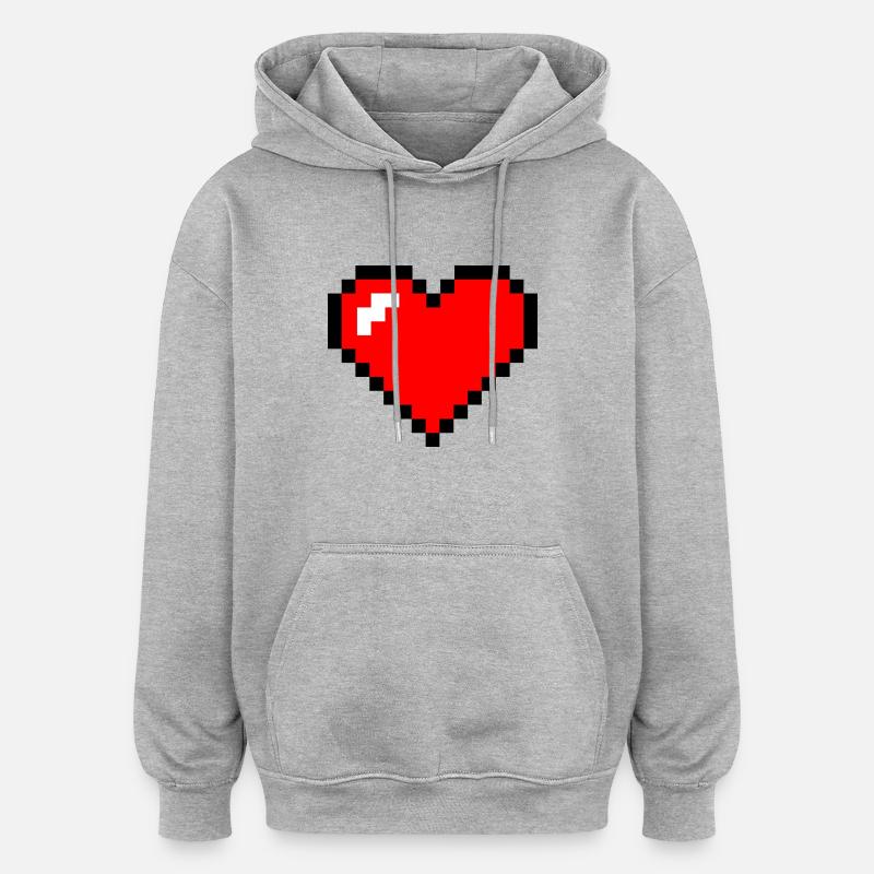 coeurpixel - Sweat à capuche oversize unisexe - gris chiné