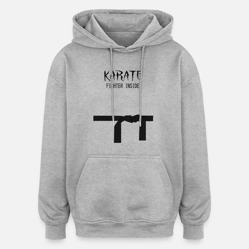 Karate Fighter Inside - Oversized Unisex Hoodie - Grau meliert