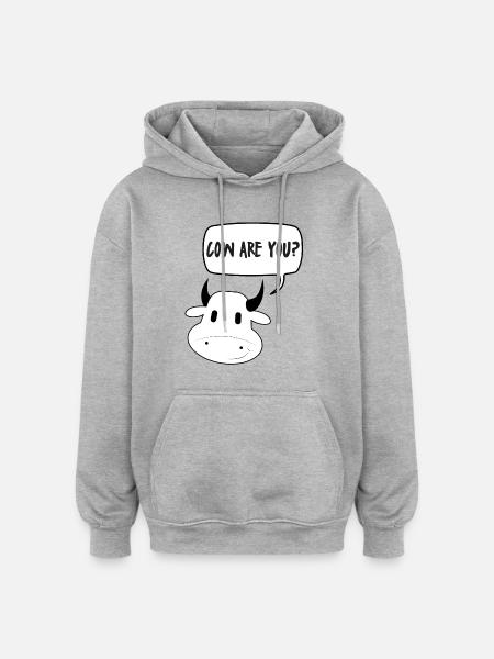 Vache / ferme: vache Vous êtes? - Sweat à capuche oversize unisexe - gris chiné