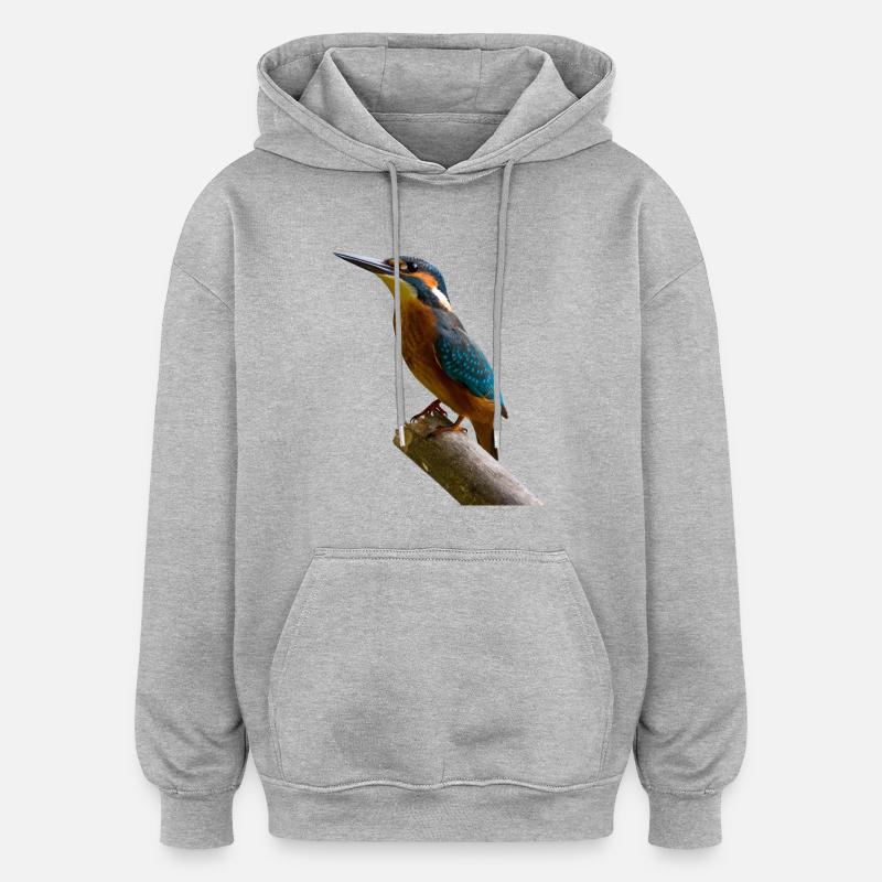martin-pêcheur oiseau pic pic martin-pêcheur - Sweat à capuche oversize unisexe - gris chiné