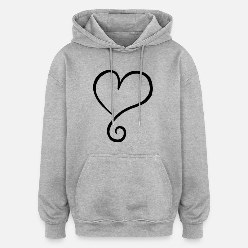 Coeur avec s'épanouit - Sweat à capuche oversize unisexe - gris chiné