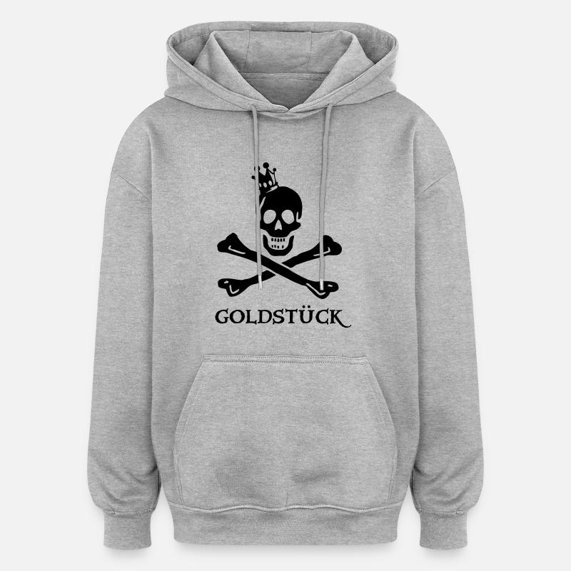 ~ Goldstück ~ - Oversized Unisex Hoodie - Grau meliert