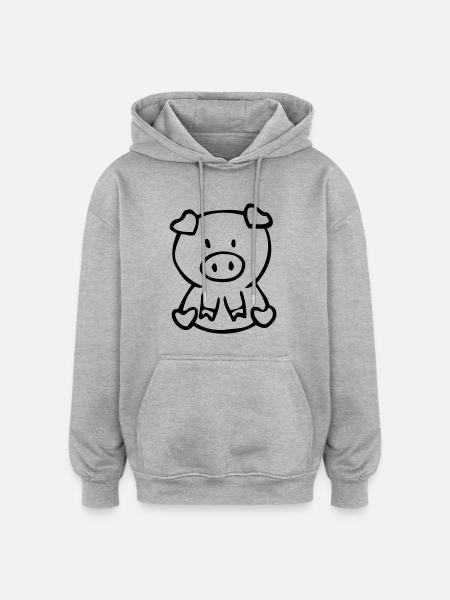 oink - Sweat à capuche oversize unisexe - gris chiné