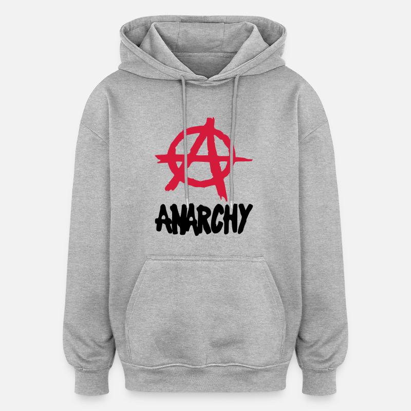 Anarchy__V002 - Sweat à capuche oversize unisexe - gris chiné