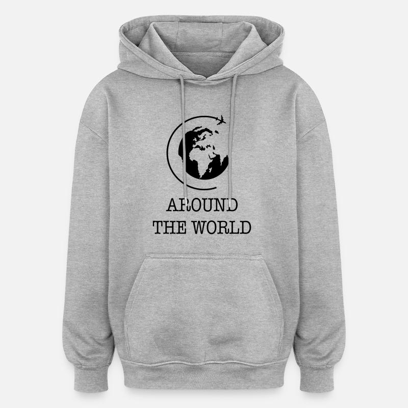 Tour du monde - Sweat à capuche oversize unisexe - gris chiné
