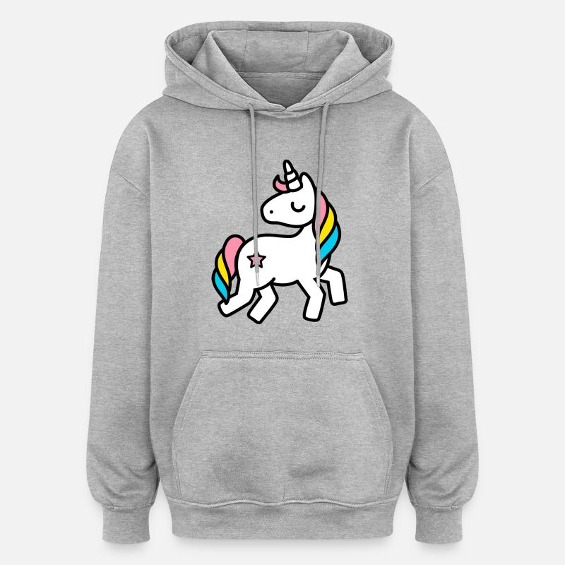 licorne - Sweat à capuche oversize unisexe - gris chiné