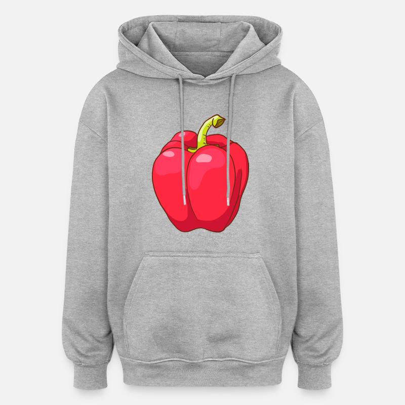 Poivron rouge - Sweat à capuche oversize unisexe - gris chiné