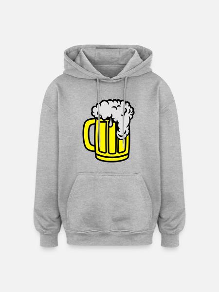 beer__f3 - Sweat à capuche oversize unisexe - gris chiné