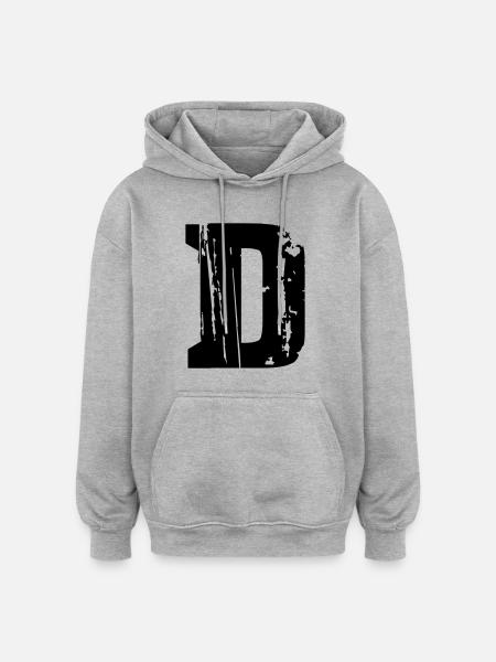 D - Buchstabe - Oversized Unisex Hoodie - Grau meliert