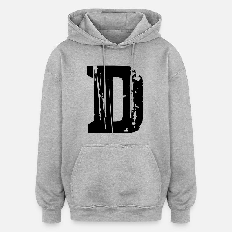 D - Buchstabe - Oversized Unisex Hoodie - Grau meliert