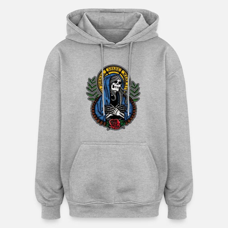 lady death - Sweat à capuche oversize unisexe - gris chiné