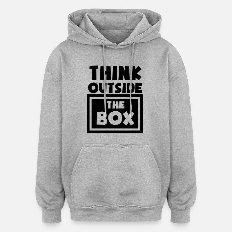 Think Outside The Box - Oversized Unisex Hoodie - heather grey