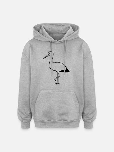 storch_1 - Oversized Unisex Hoodie - Grau meliert