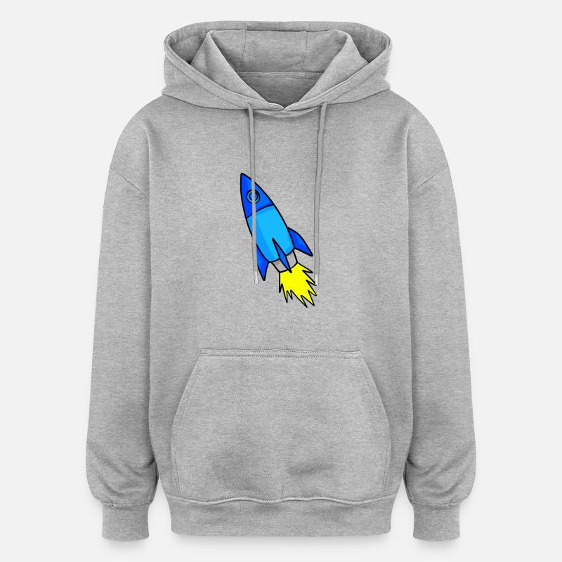 Missile spatial - Sweat à capuche oversize unisexe - gris chiné