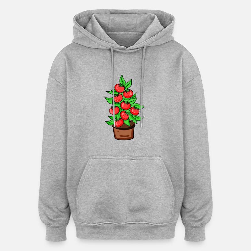 Tomates Serre jardin - Sweat à capuche oversize unisexe - gris chiné