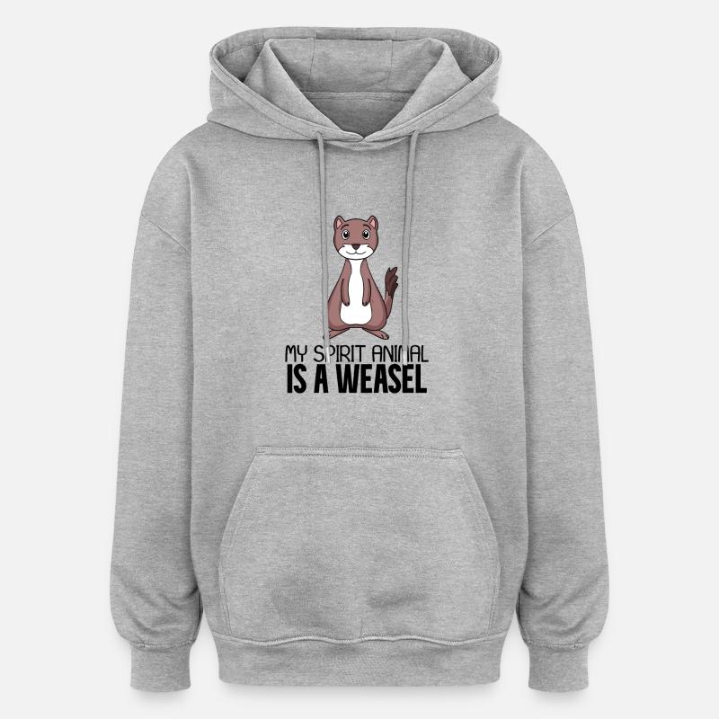 Belette - Sweat à capuche oversize unisexe - gris chiné