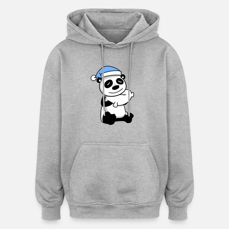 Panda - Sweat à capuche oversize unisexe - gris chiné