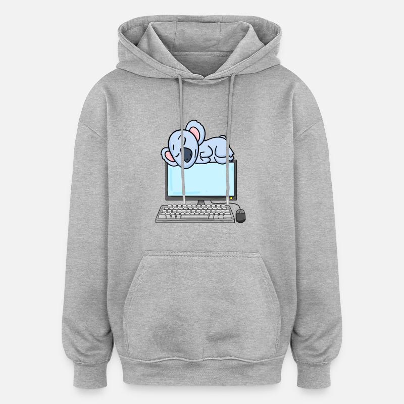 Koala Computer Nerd Programmer Gift - Oversized Unisex Hoodie - heather grey