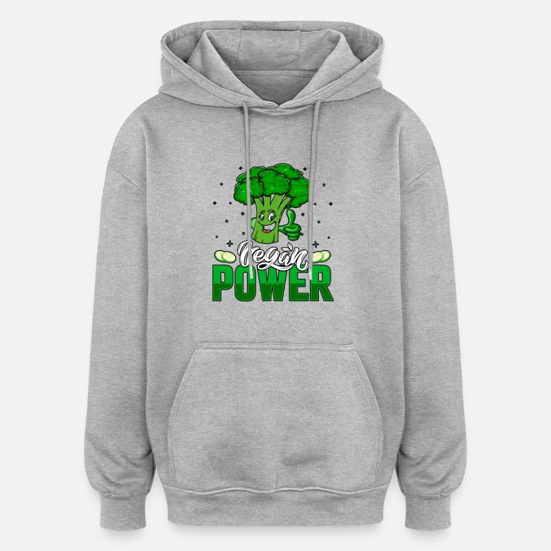 Puissance végétalienne - Sweat à capuche oversize unisexe - gris chiné